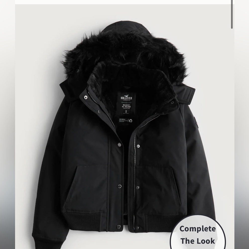 FAUX FUR-LINED ALL-WEATHER BOMBER JACKET